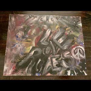 ART “Love Rules” Signed Canvas Acrylic “2013”